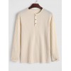 Men's Daily Casual Button Placket Solid Color Round Neck Knitted Long Sleeve Henley T Shirt