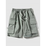 Streetwear Drawstring Letter Print Pocket Cargo Shorts