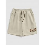 Letter OAKLAND Embroidery Fleece-lined Drawstring Blokecore Sweat Shorts
