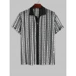 Knitted Openwork Design Striped Short Sleeves Shirt