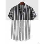 Vertical Striped Pattern Short Sleeves Shirt