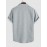 Stand Collar Applique Decor Short Sleeves Heathered Basic Shirt